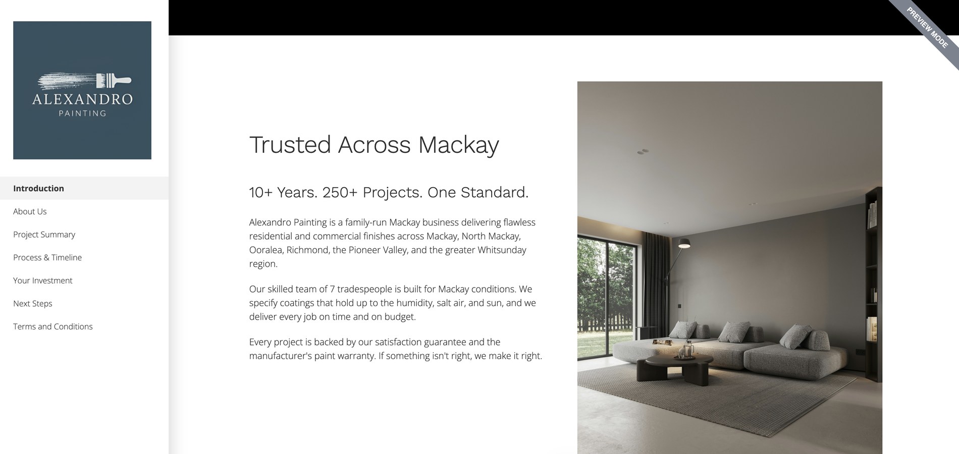 Another quote we generated and sent for Alexandro Painting